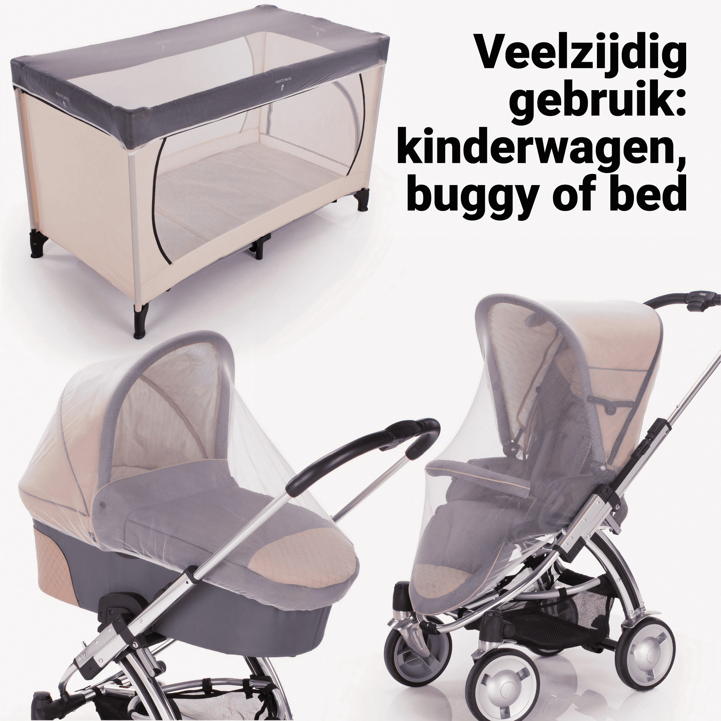 Klamboe Kinderwagen – Universeel Insectennet - Groots®